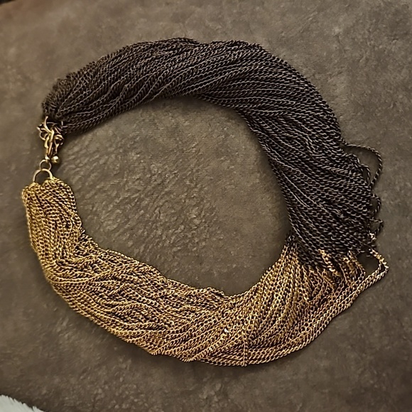 VTG 1990s Heavyweight Two-tone Chunky Chain Castlecore Statement Necklace - Picture 2 of 6